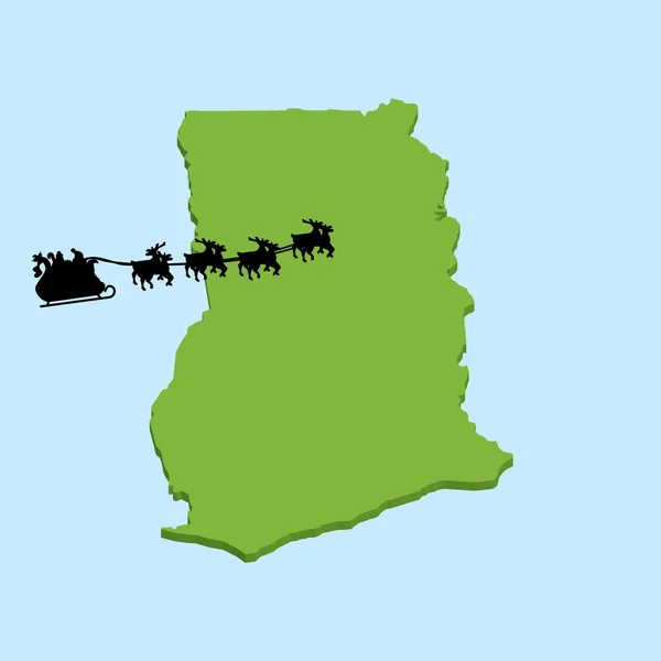 Carte 3D sur l'eau bleue avec le fond Santa du Ghana — Image vectorielle