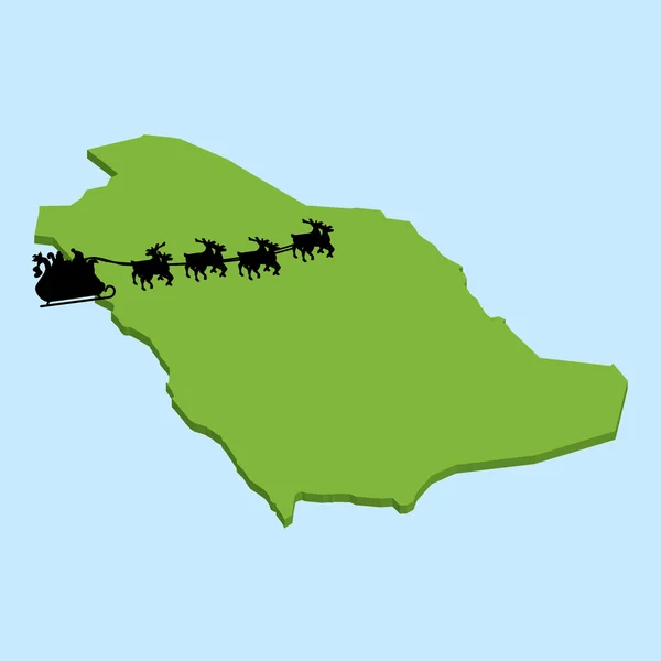 Carte 3D sur eau bleue avec fond Santa de SaudiArabia — Image vectorielle