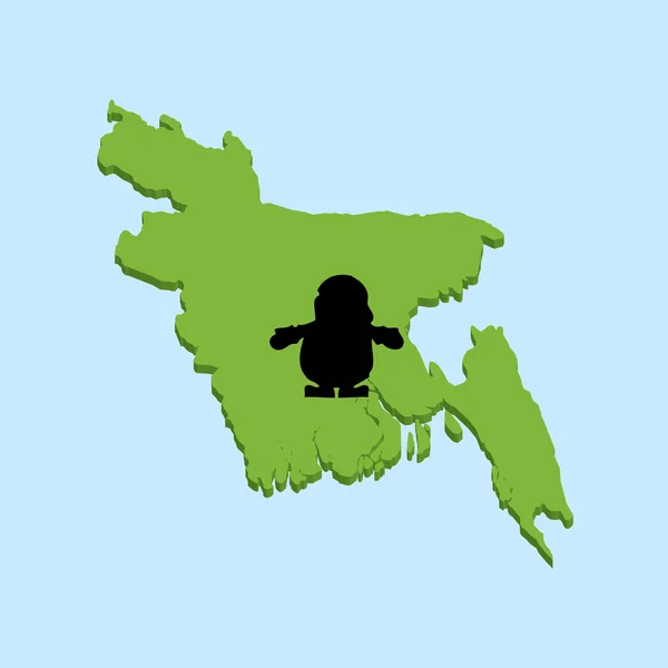 Mapa 3D en agua azul con fondo de Santa de Bangladesh — Vector de stock