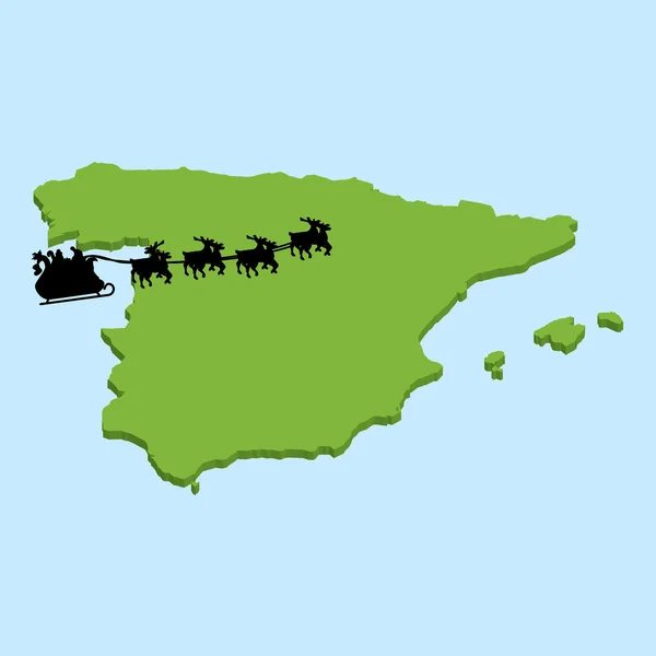 3D χάρτη στην γαλάζια νερά με Santa υπόβαθρο της Ισπανίας — Διανυσματικό Αρχείο