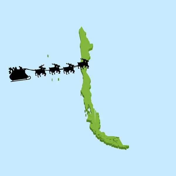 3D χάρτη στην γαλάζια νερά με Santa υπόβαθρο της Χιλής — Διανυσματικό Αρχείο