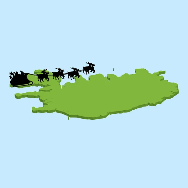 Mapa 3D en agua azul con fondo de Santa de Groenlandia — Vector de stock