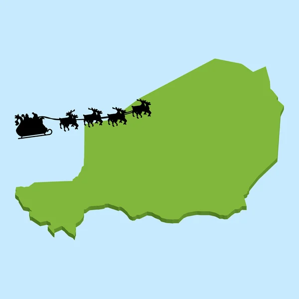 Carte 3D sur fond bleu avec le Père Noël du Niger — Image vectorielle