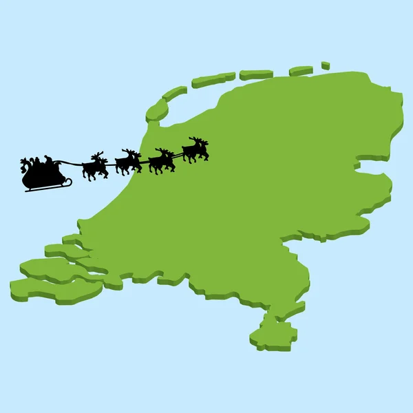 3D mapa na modré vody se Santa pozadím z Nizozemska — Stockový vektor