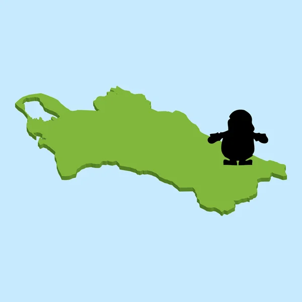 Mapa 3D en agua azul con Santa fondo de Turkmenistán — Vector de stock