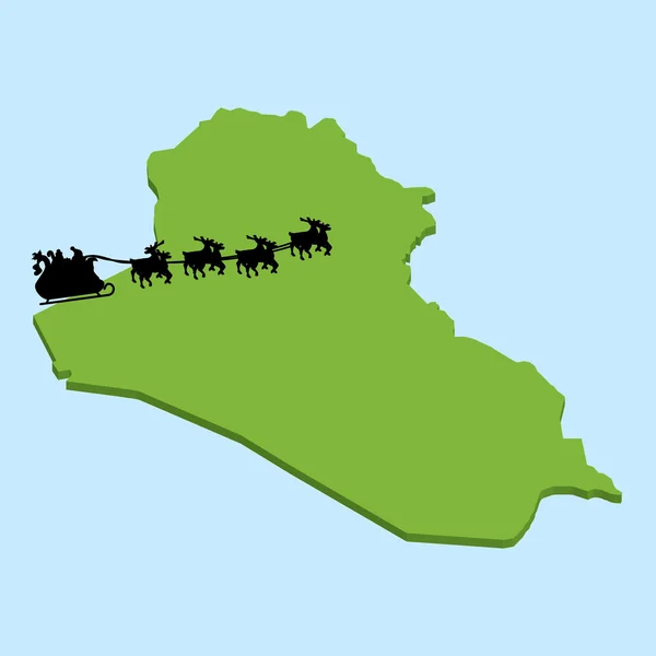 Mappa 3D sull'acqua blu con sfondo Babbo Natale dell'Iraq — Vettoriale Stock