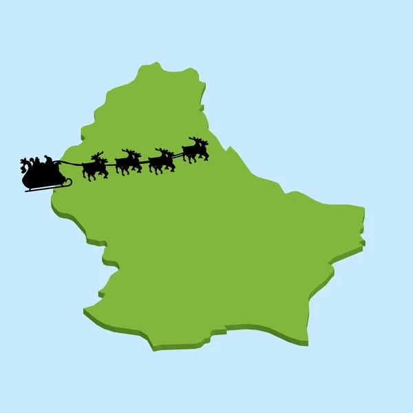 Carte 3D sur fond bleu avec le Père Noël du Luxembourg — Image vectorielle