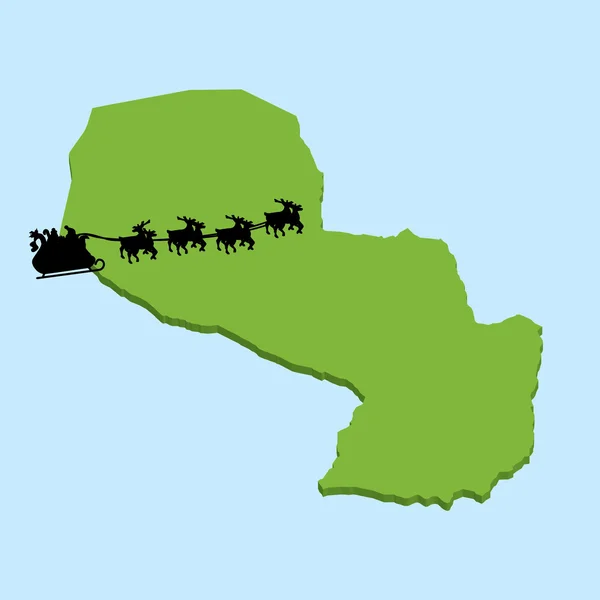 Carte 3D sur fond bleu avec le Père Noël du Paraguay — Image vectorielle
