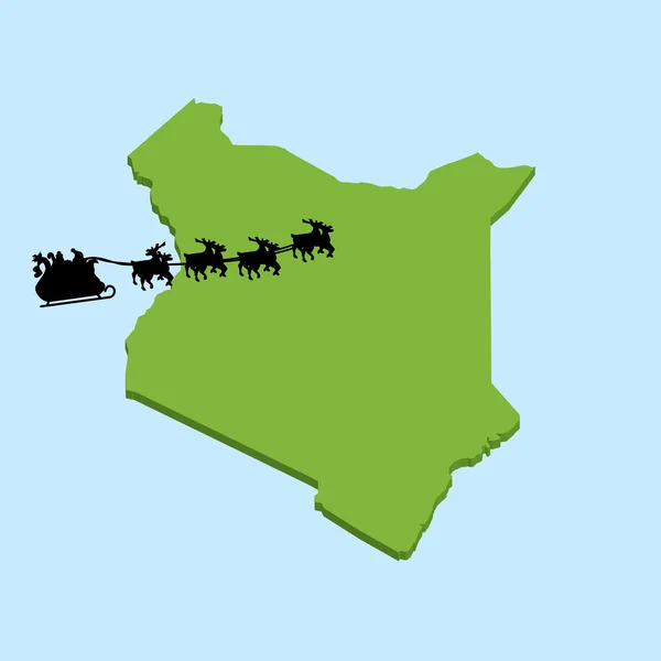 Carte 3D sur l'eau bleue avec le fond Santa du Kenya — Image vectorielle