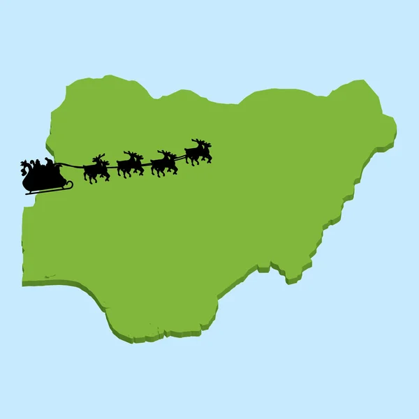 Carte 3D sur l'eau bleue avec le fond Santa du Nigeria — Image vectorielle