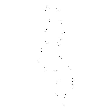 Ülke sayısı beyaz arka plan üzerinde izole anahat noktalı