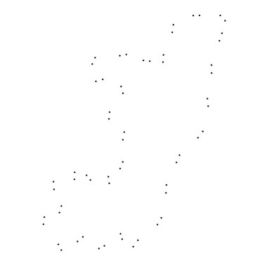 Ülke sayısı beyaz arka plan üzerinde izole anahat noktalı