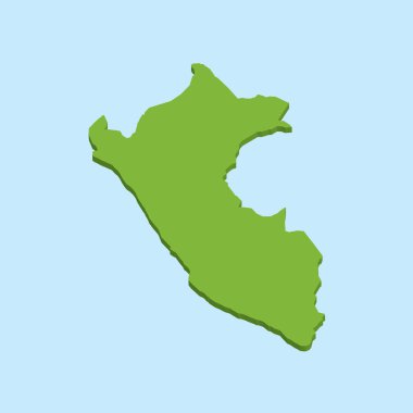 3D harita Peru mavi su arka plan üzerinde