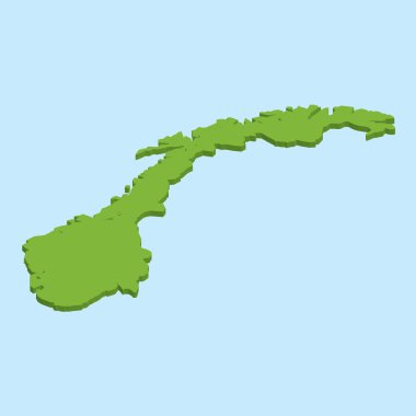 3D harita Norveç'in mavi su arka plan üzerinde