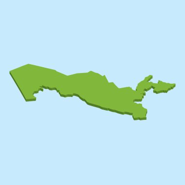 Özbekistan'ın mavi su arka plan üzerinde 3D harita