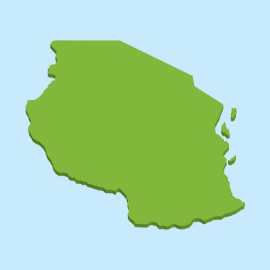 3D harita Tanzanya'nın mavi su arka plan üzerinde