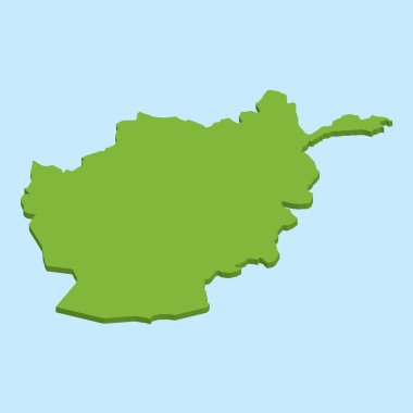 Afganistan'ın mavi su arka plan üzerinde 3D harita