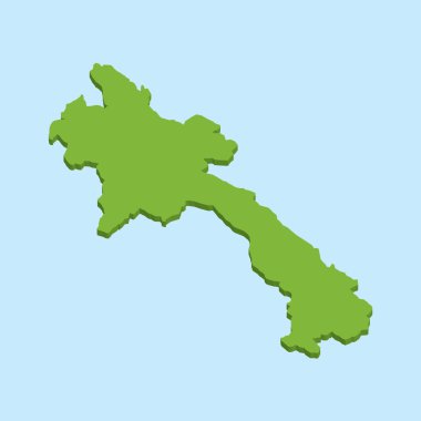 3D harita üzerinde mavi su arka plan Laos