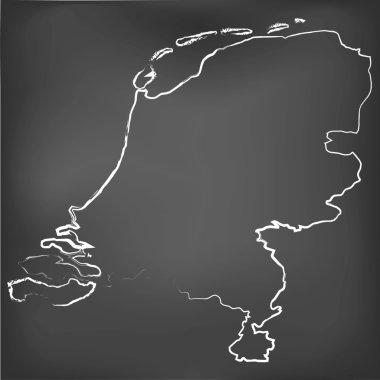 Chalked harita Hollanda'nın tebeşir tahtası