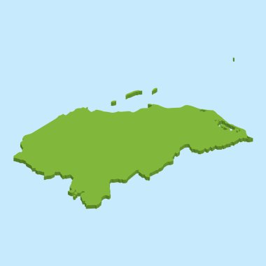 3D harita Honduras mavi su arka plan üzerinde