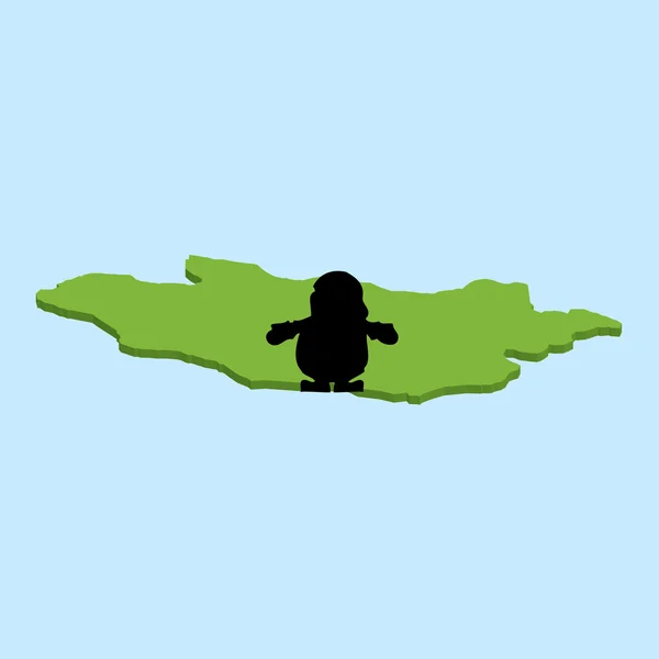 Mapa 3D en agua azul con fondo de Santa de Mongolia — Vector de stock