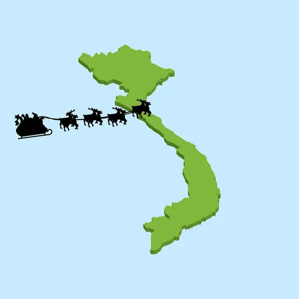 3D map on blue water with Santa background of  Vietnam — Stock Vector