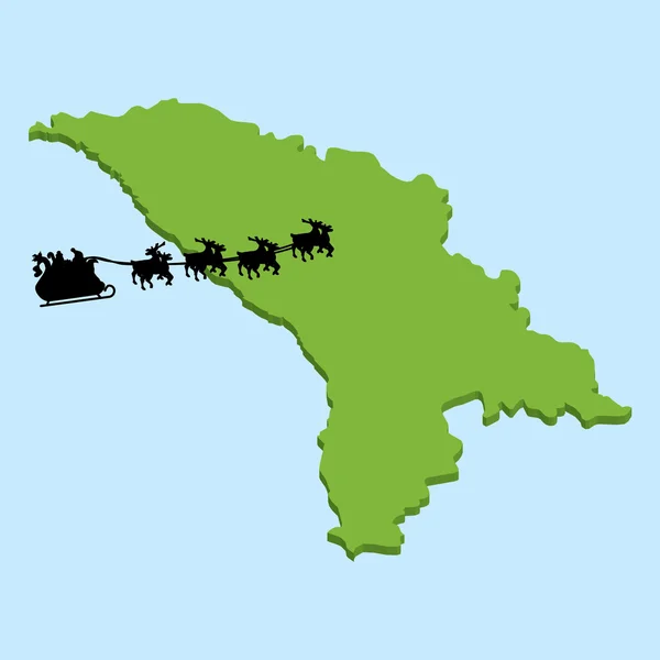 Carte 3D sur fond bleu avec le Père Noël de Moldavie — Image vectorielle