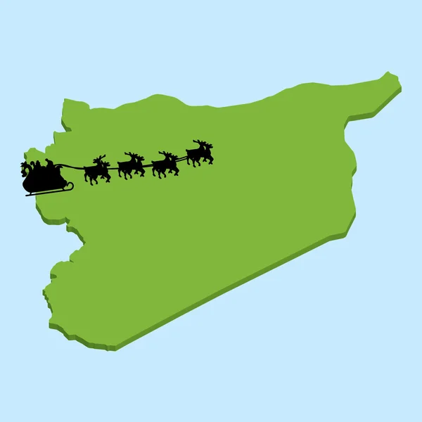 Carte 3D sur l'eau bleue avec le fond du Père Noël de Syrie — Image vectorielle