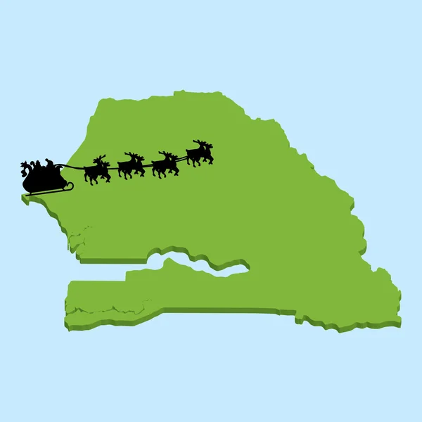 Carte 3D sur fond bleu avec le Père Noël du Sénégal — Image vectorielle