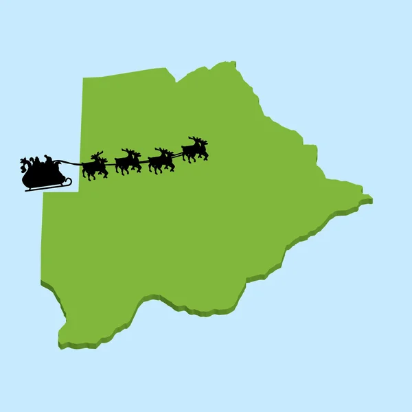 Carte 3D sur fond bleu avec le Père Noël du Botswana — Image vectorielle