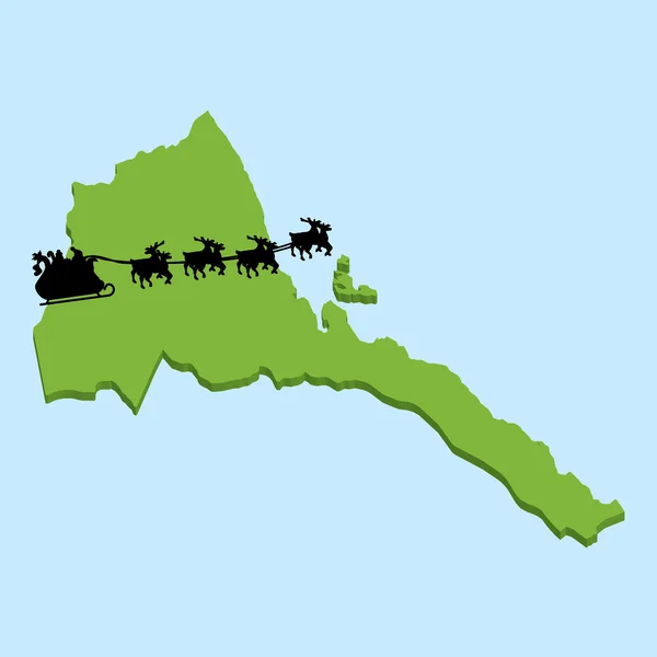 3d 地图上蓝色水与厄立特里亚圣诞老人背景 — 图库矢量图片