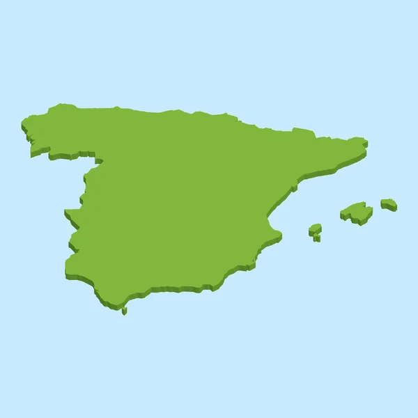 Mapa 3D sobre fondo de agua azul de España — Vector de stock