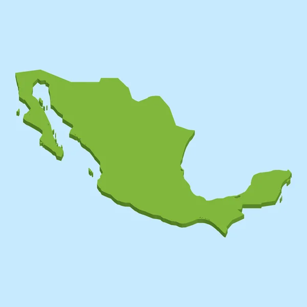 3D-Karte auf blauem Wasserhintergrund von Mexiko — Stockvektor