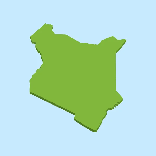 Mapa 3D sobre fondo de agua azul de Kenia — Vector de stock