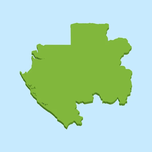 Carte 3D sur fond bleu du Gabon — Image vectorielle