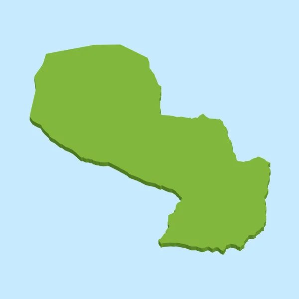 3D χάρτη σε φόντο μπλε του νερού της Παραγουάης — Διανυσματικό Αρχείο