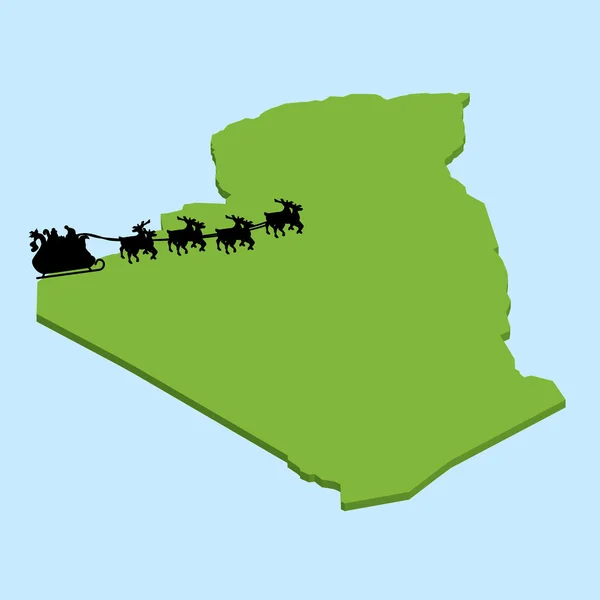 Carte 3D sur fond bleu avec le Père Noël d'Algérie — Image vectorielle