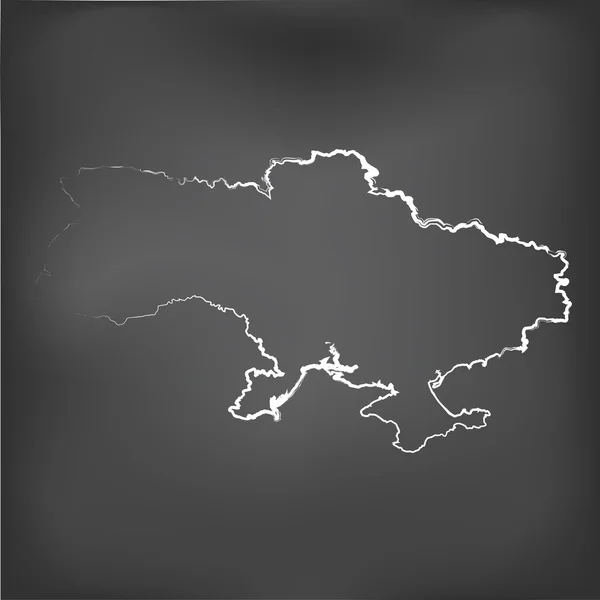 Chalked map on a chalk board of  Ukraine — Stock Vector