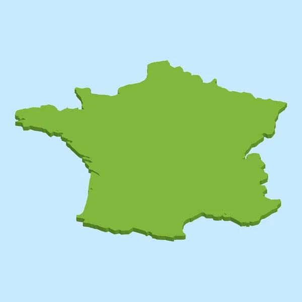 3D χάρτη σε φόντο μπλε του νερού της Γαλλίας — Διανυσματικό Αρχείο
