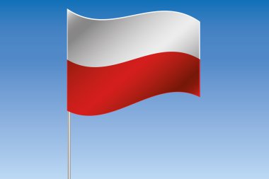 3D bayrak illüstrasyon Polonya ülke gökyüzünde sallayarak