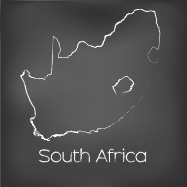 Adı ve şeklini tebeşir gemide izole ülke şekli