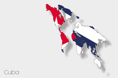 Küba'nın ülke 3D izometrik bayrağı çizimi