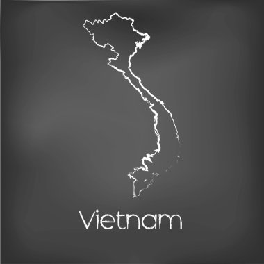 Adı ve şeklini tebeşir gemide izole ülke şekli