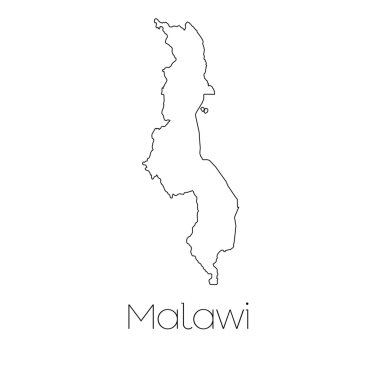Malavi ülkenin arka plan üzerinde izole ülke şekli
