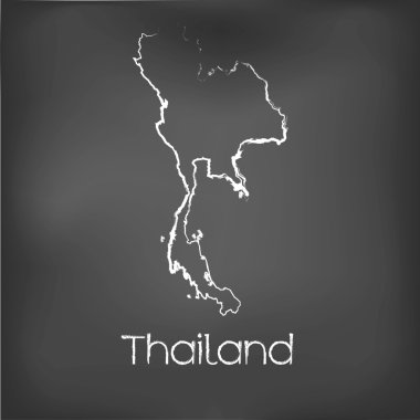 Adı ve şeklini tebeşir gemide izole ülke şekli