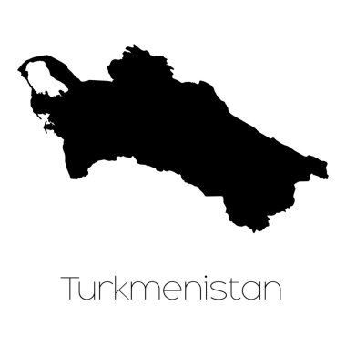 Turkmenis ülkenin arka plan üzerinde izole ülke şekli