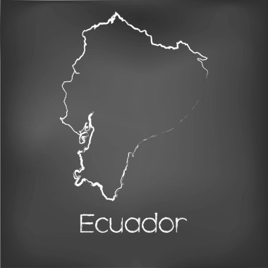 Adı ve şeklini tebeşir gemide izole ülke şekli