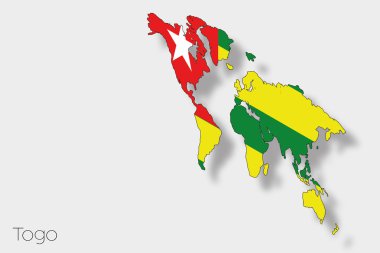 Togo ülke 3D izometrik bayrağı çizimi