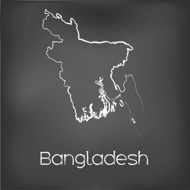 Adı ve şeklini tebeşir gemide izole ülke şekli