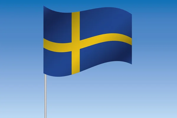 Illustration du drapeau 3D agitant dans le ciel du pays de Suède — Photo